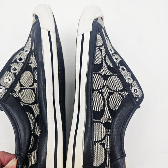 Y2K Coach Felix Black & Gray Logo Canvas & Leather Sneaker Shoe women's 8 B - Picture 5 of 10